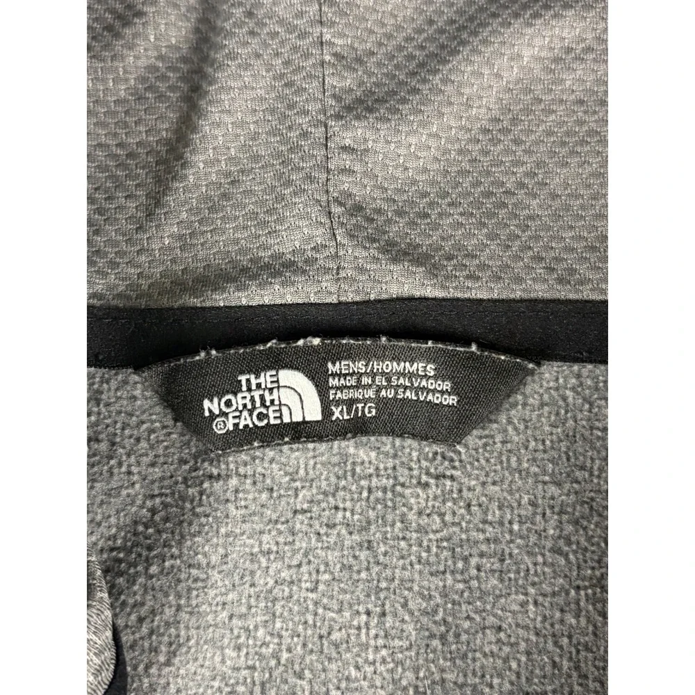 The North Face Mens XL Grey Black Full Zip Hoodie Fleece Jacket Logo Sleeve